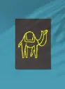 Postcard, camel yellow on gray